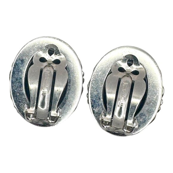 Vintage Whiting & Davis Silver-Tone Clip-On Cameo Earrings Signed - Picture 3 of 6